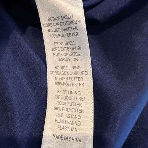 Aidan Mattox Blouson Mini Dress with Sequin Skirt Navy Blue Stretch Size 10 - Picture 10 of 15